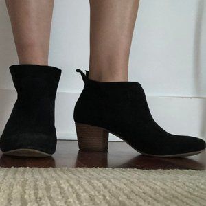 Steve Madden Soft Black Suede Booties with Woodblock Heel